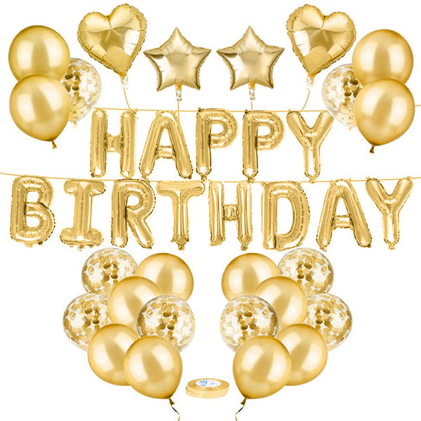 Happy Birthday Ballons Gold (37 Teile)